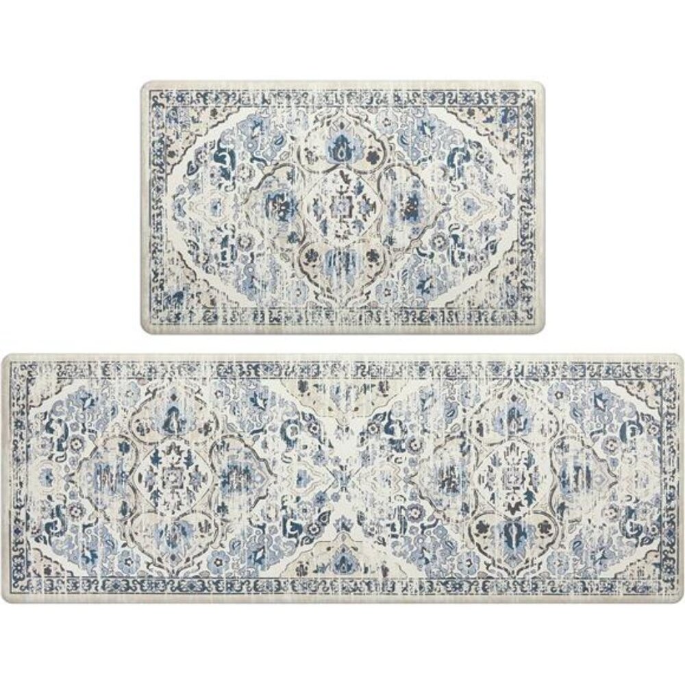 Kitchen Anti Fatigue Mat Set of 2 Non Skid Waterproof Kitchen Floor Mat Vintage